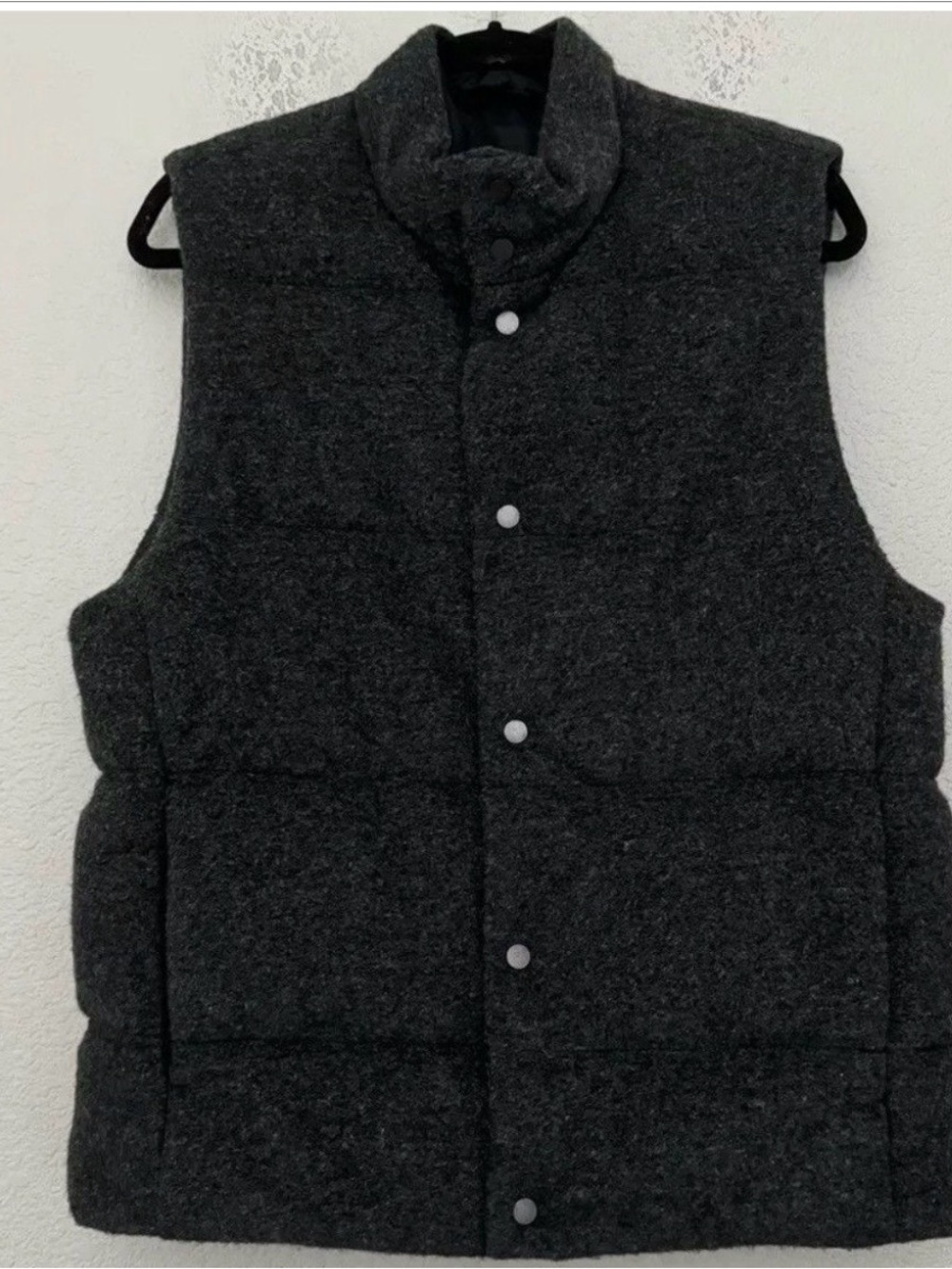 Vince Men’s Quilted Wool Puffer Vest - Charcoal Gray